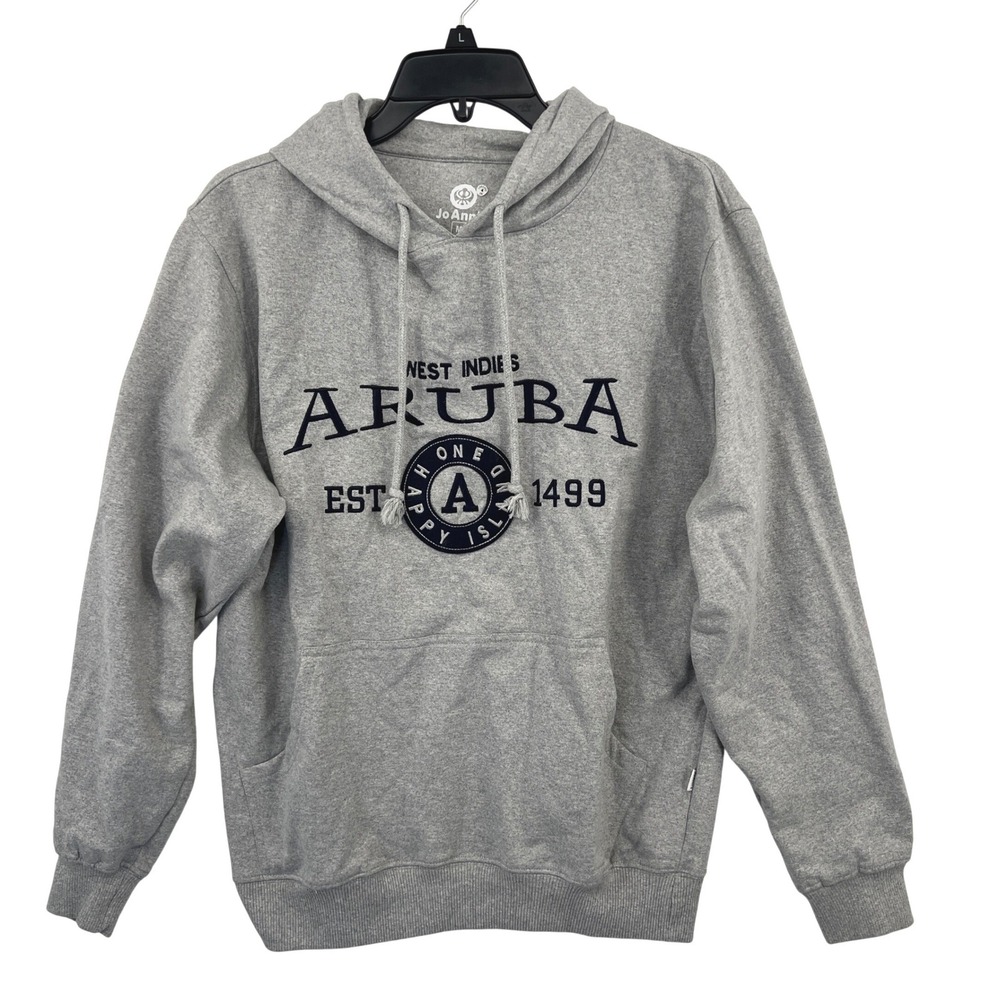 Jo Ann's‎ Aruba West Indies Graphic Hoodie Gray Mens M Souvenir Travel Vacation